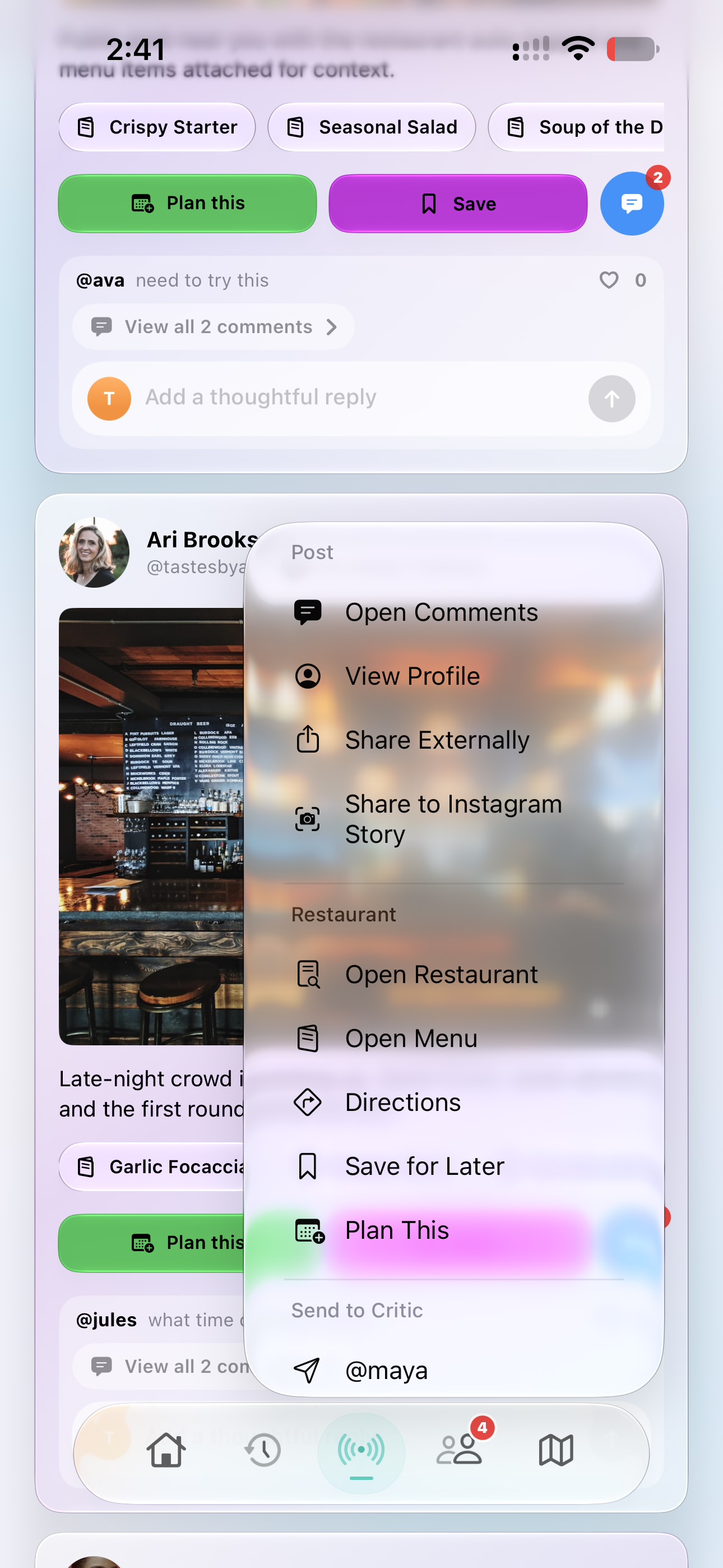 Pulse post menu with Share to Instagram Story selected