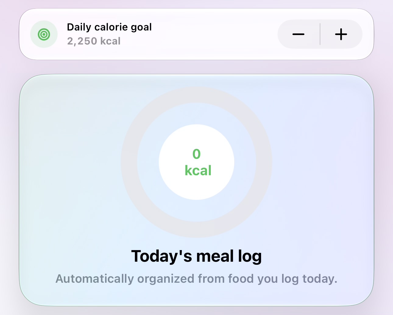 Heard daily calorie goal and automatically organized meal log
