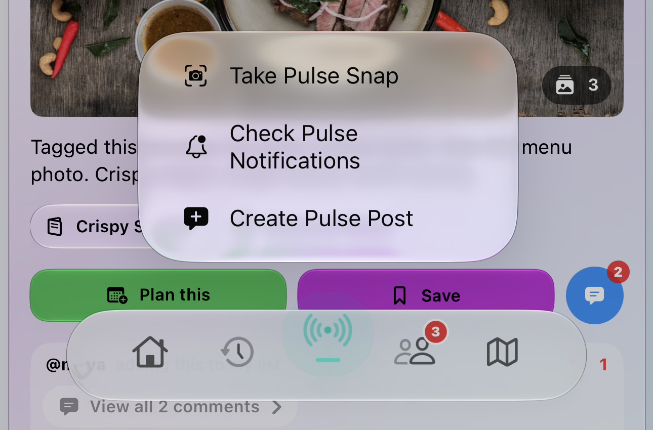 Heard Pulse long press shortcut menu