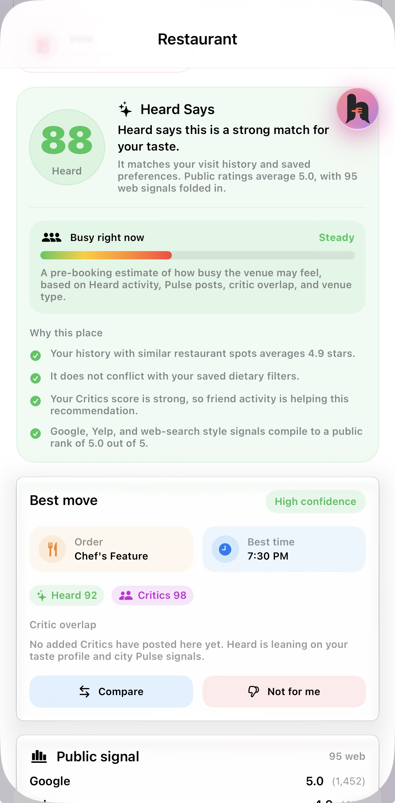 Heard best move recommendation with best time and order